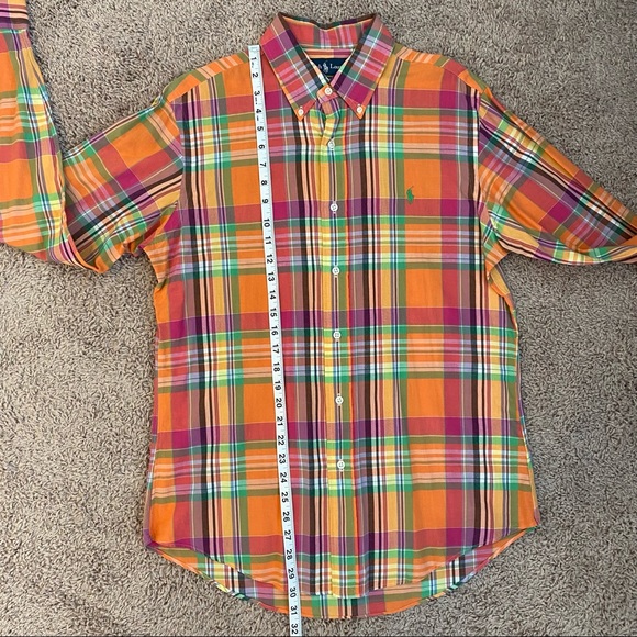 Ralph Lauren Custom Fit Button Down | Size M | Orange / Multicolor - Picture 4 of 6